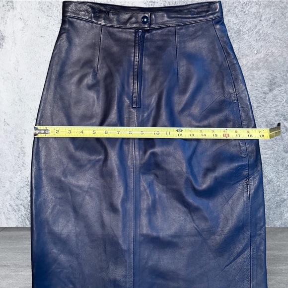 Continental baby soft lamb skin leather fringe skirt Indigo blue. NWOT cowgirl - Picture 13 of 15